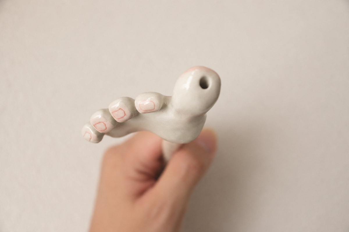 Foot-Shaped Ceramic Straw