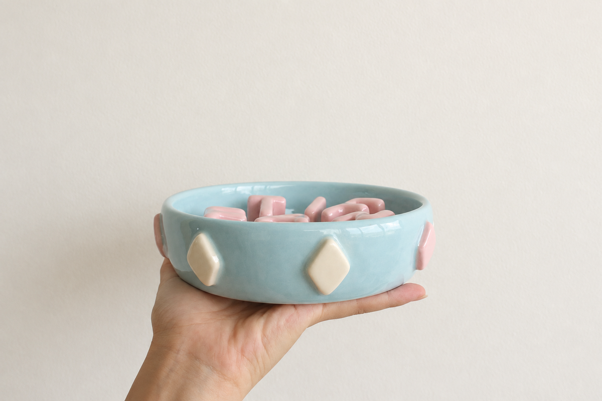 Custom Slow Feeder Dog Bowl with 3D Details