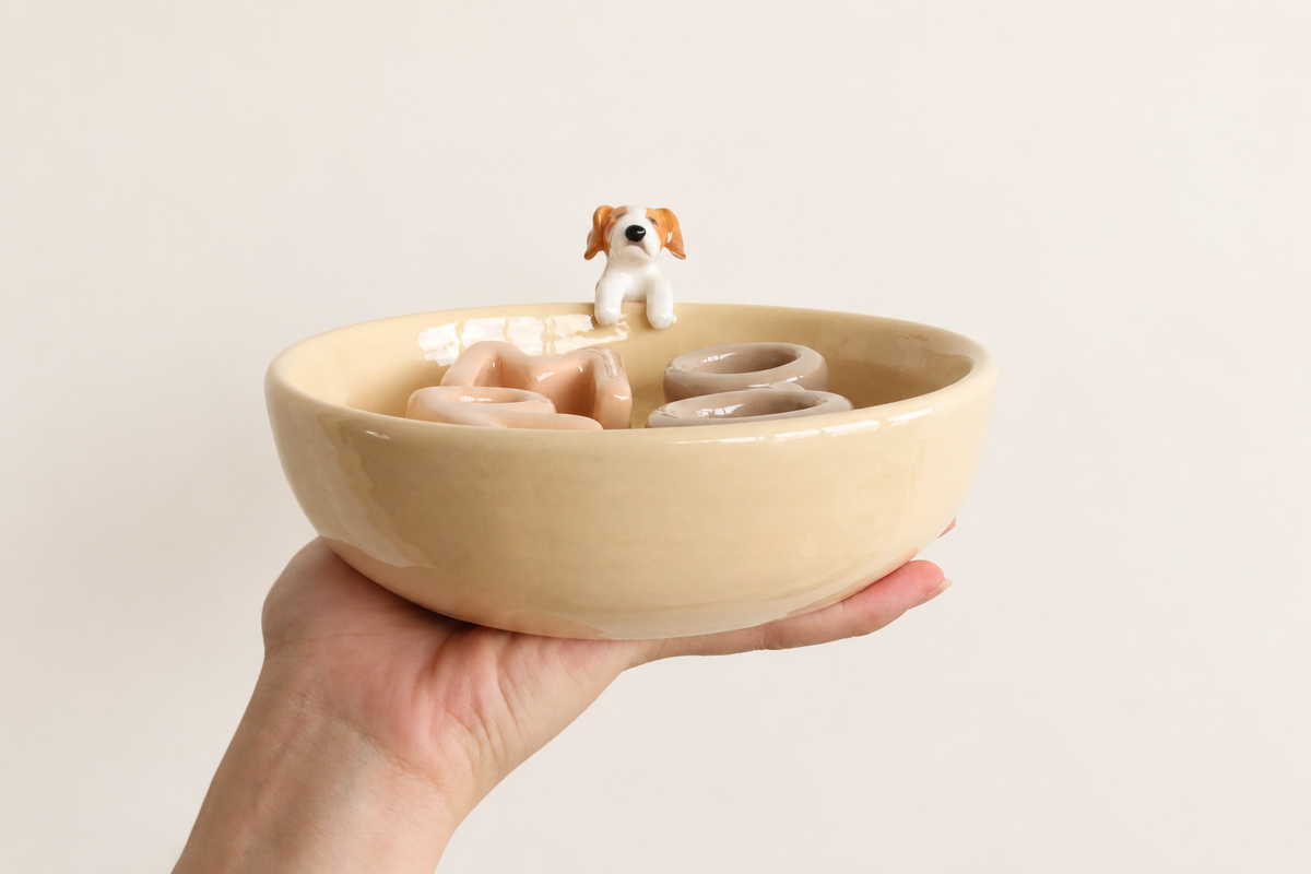 Custom Slow Feeder Dog Bowl with Pet Sculpture