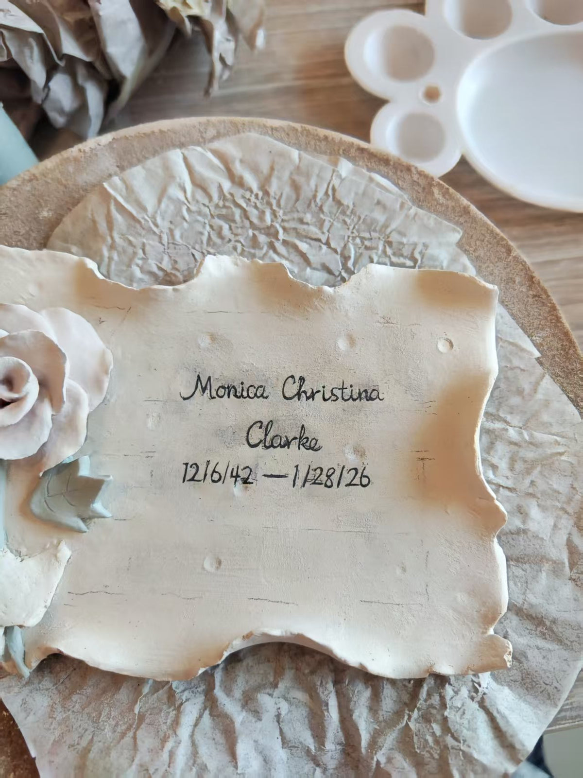 Custom Ceramic Envelope Plate with Flowers and Personalized Text