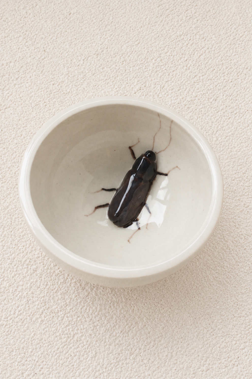 Handmade Ceramic Mug with a Raised 3D Cockroach