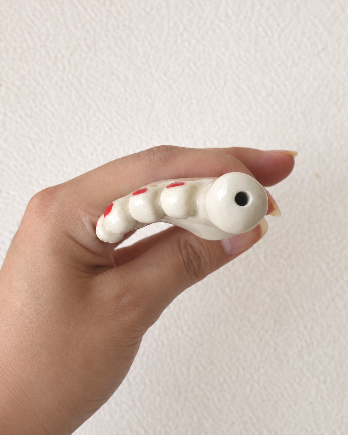 Foot-Shaped Ceramic Straw with Red Toenails