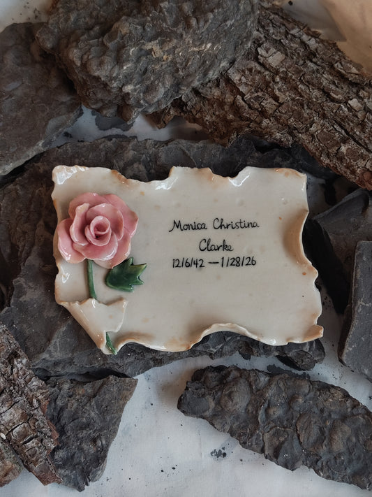 Custom Ceramic Envelope Plate with Flowers and Personalized Text