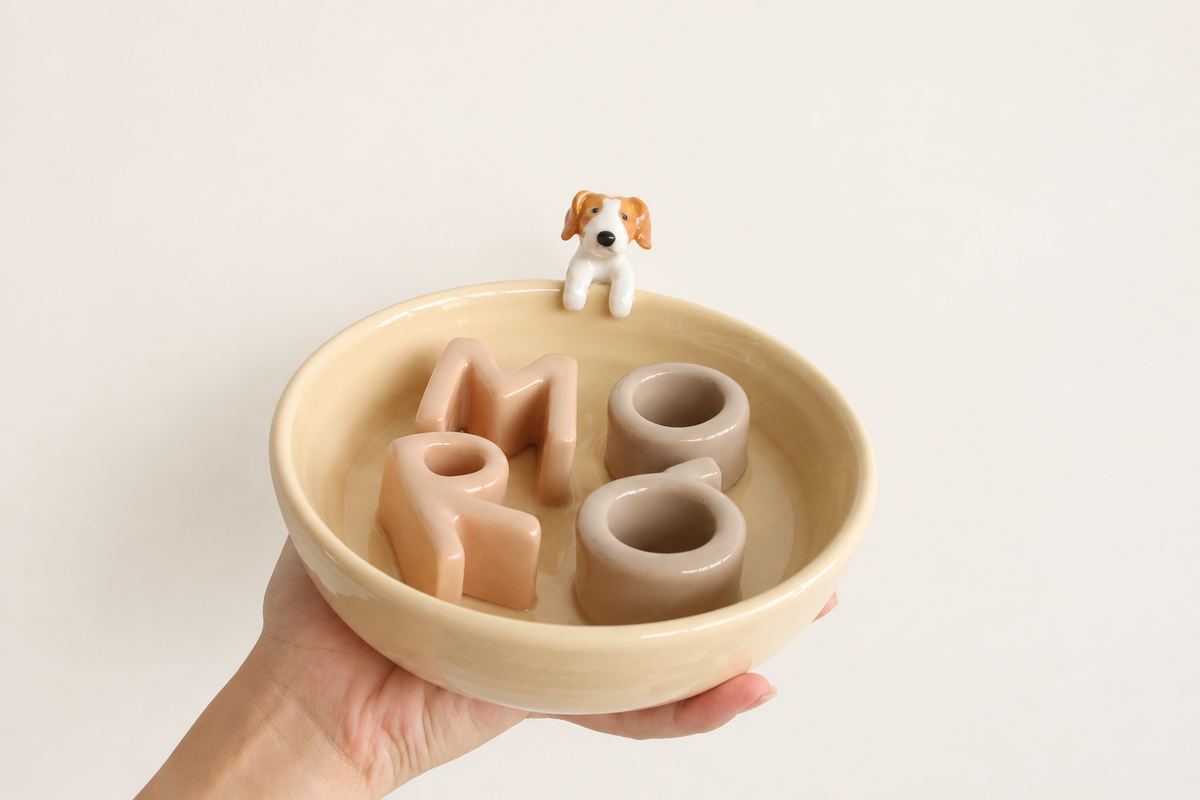 Custom Slow Feeder Dog Bowl with Pet Sculpture