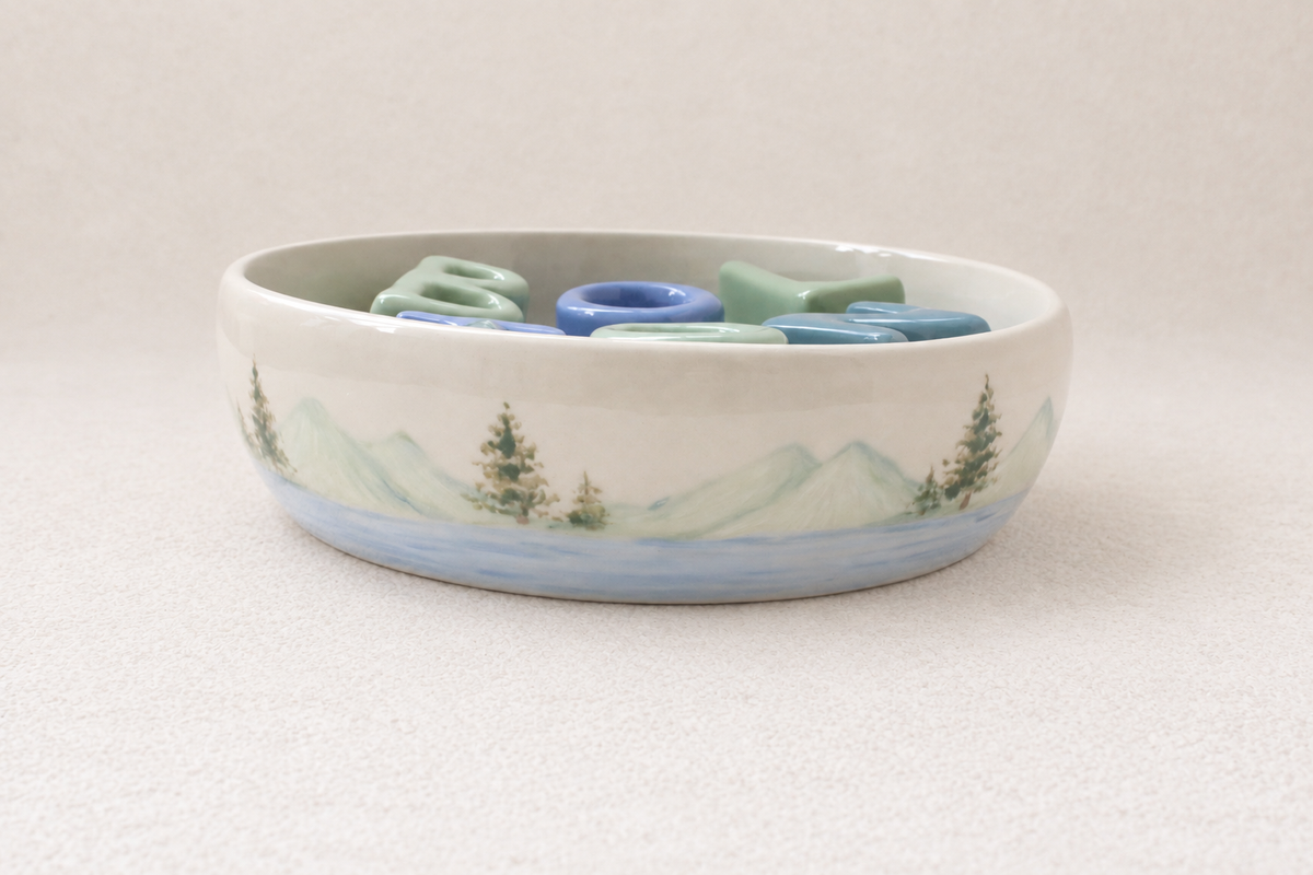 Hand-Painted Personalized Slow Feeder Dog Bowl