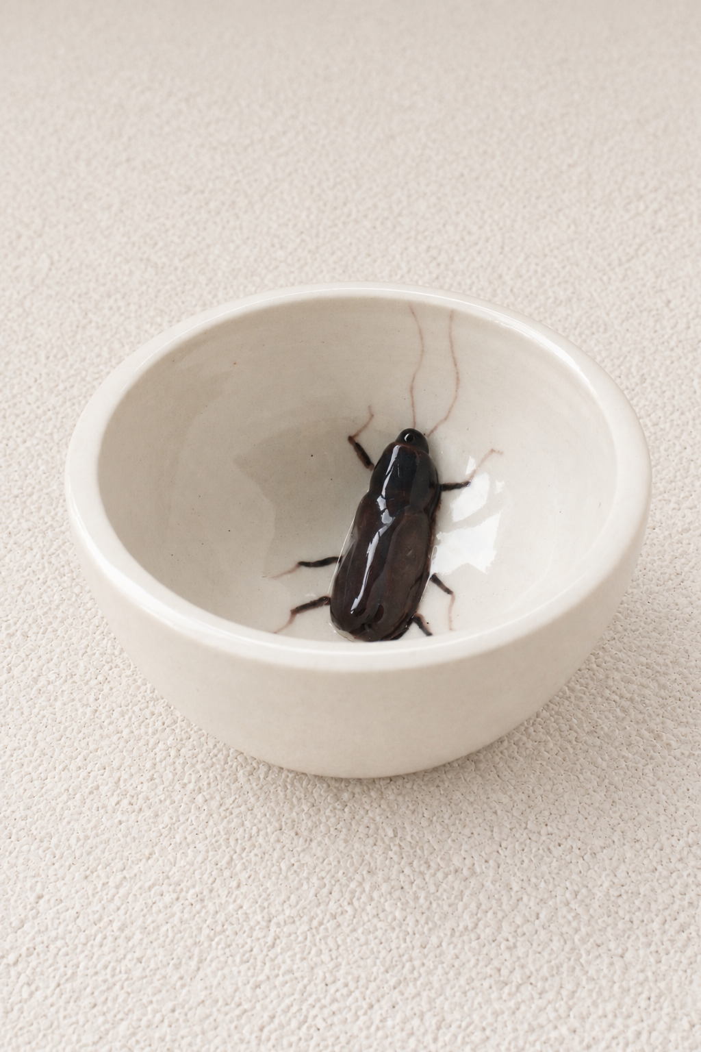 Handmade Ceramic Mug with a Raised 3D Cockroach