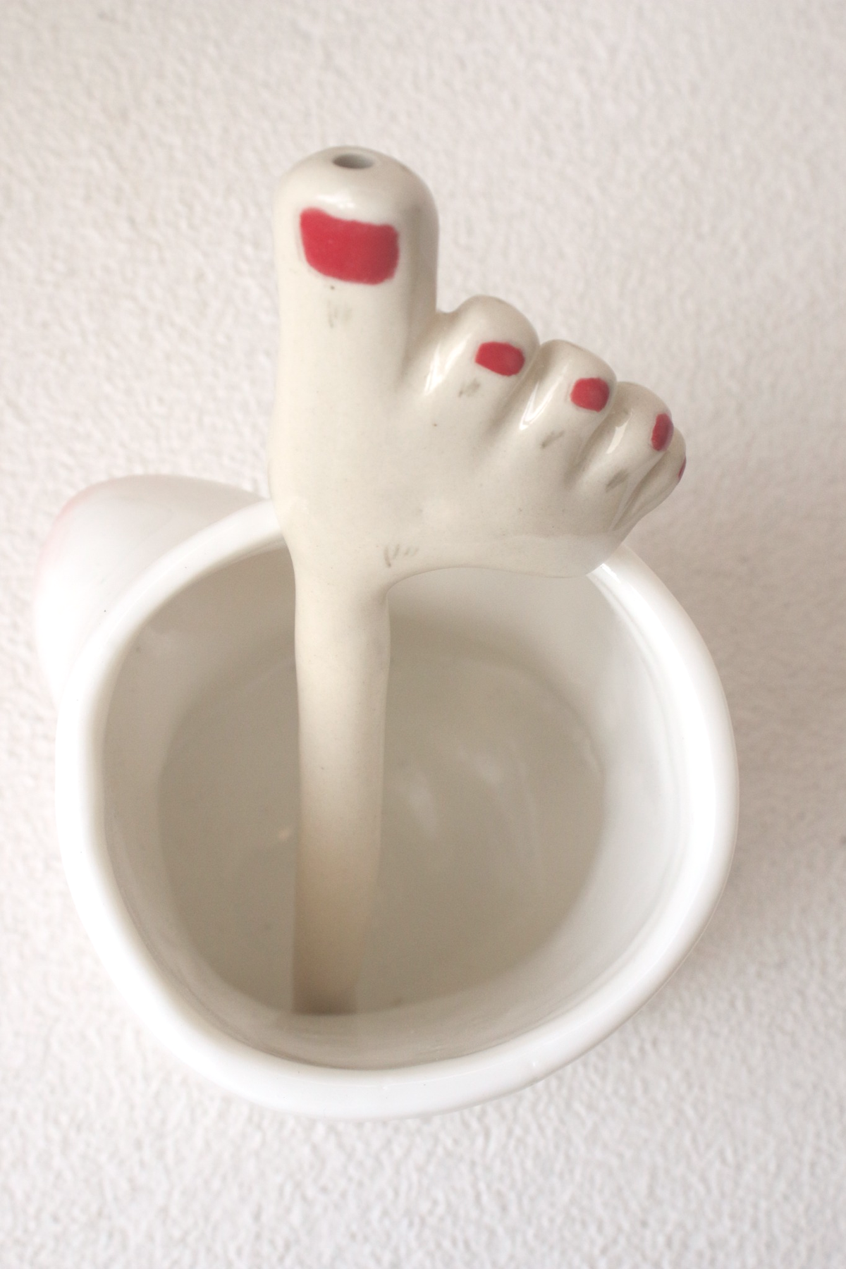Foot-Shaped Ceramic Straw with Red Toenails